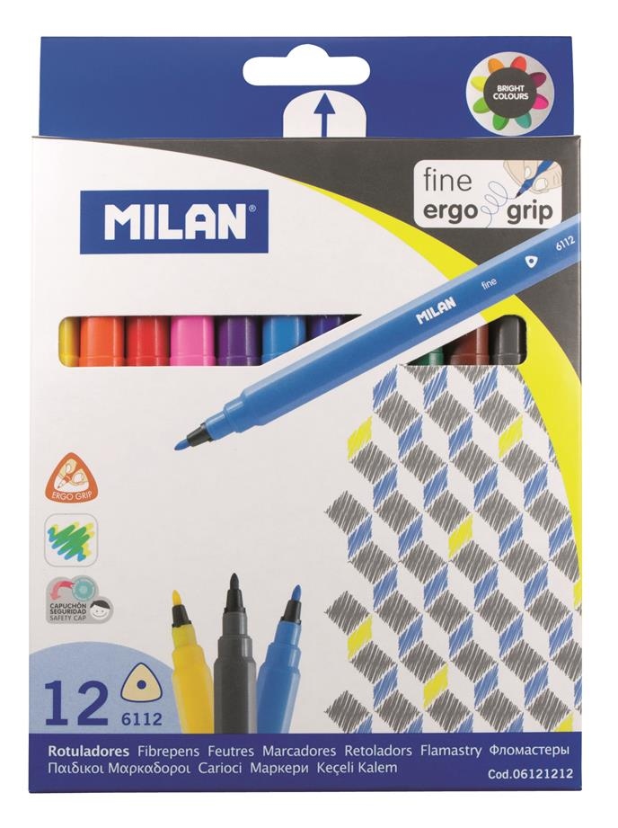 Pisaki trójkątne cienkie 12kol Milan